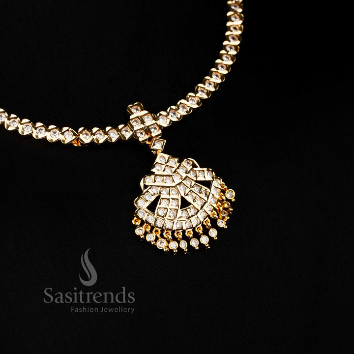 Traditional White Micro Gold Plated Polki Chandbali Addigai Pendant Necklace Design – sasitrends