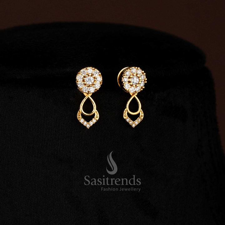 Sasitrends White American Diamond Micro Gold Plated Floral Cluster Necklace Set, Party & Festive wear 