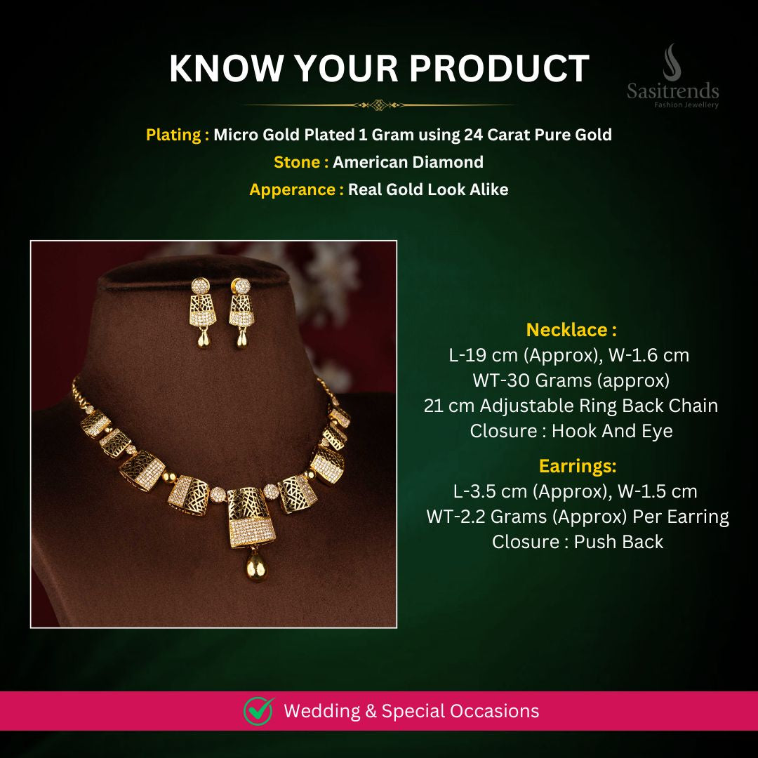 Micro Gold Plated Necklace Set Measurement Image - Sasitrends