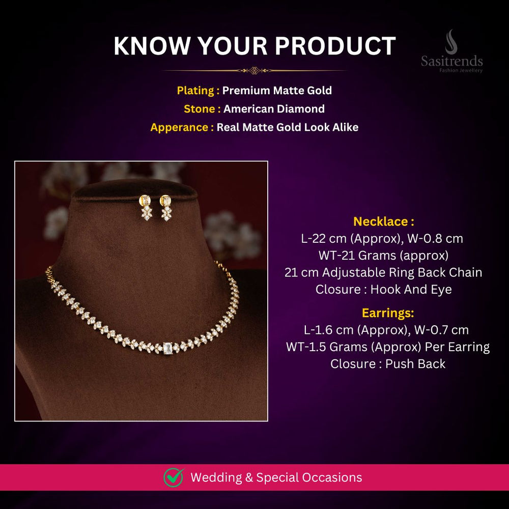 Premium matte gold plated Necklace Set Measurement Image - Sasitrends