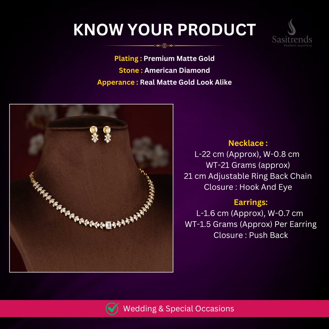 Premium matte gold plated Necklace Set Measurement Image - Sasitrends