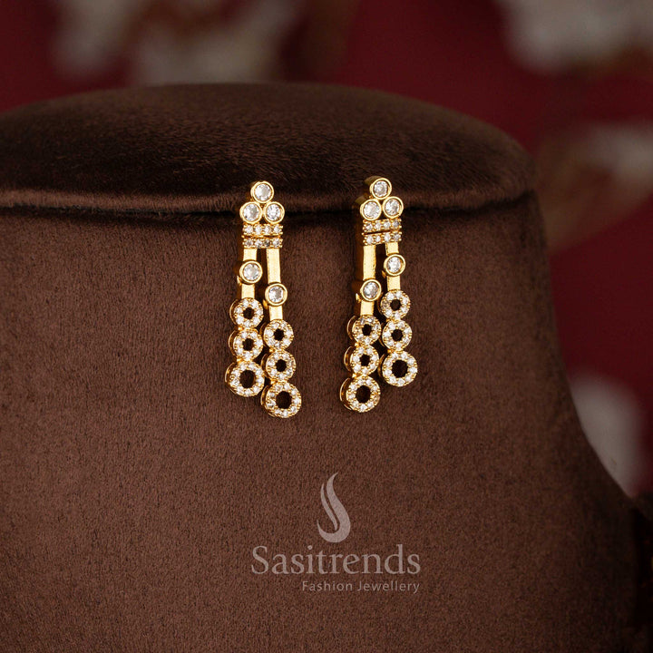Elegant American Diamond Layered Necklace Jewellery Set with Matte Gold Plated Finish - Sasitrends