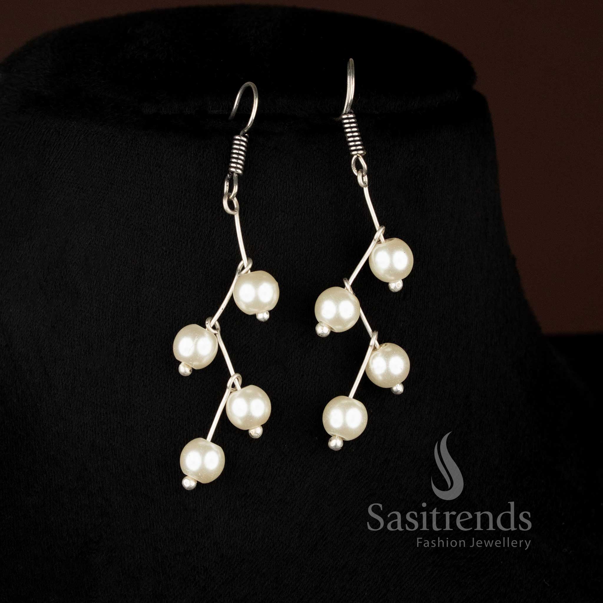 Statement oxidised necklace set with pearls and detailed wire design for gatherings Sasitrends