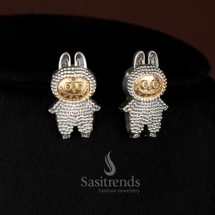 Bold oxidised Labubu pendant chain necklace and earrings for festive events Sasitrends