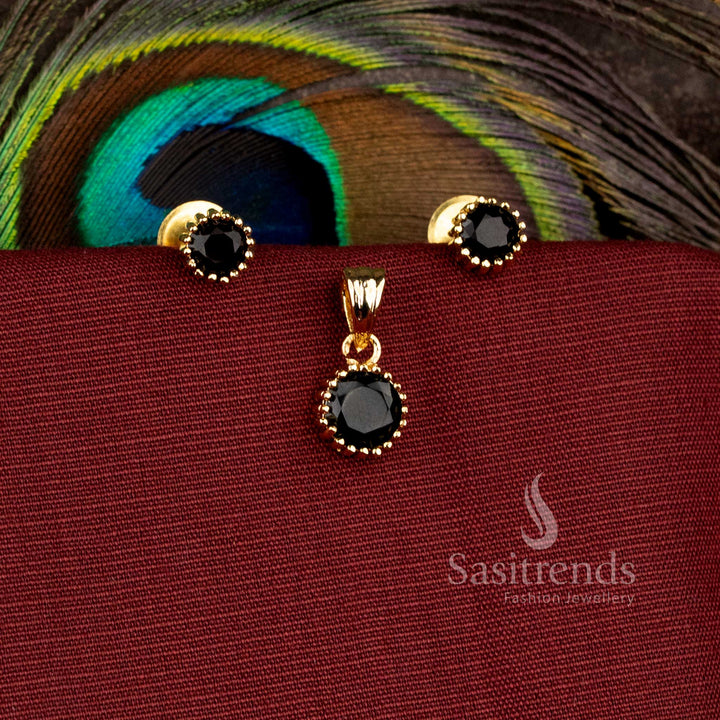 Elegant micro gold plated pendant set with matching earrings designed for sarees, receptions, cultural celebrations, and festive occasions - Sasitrends
