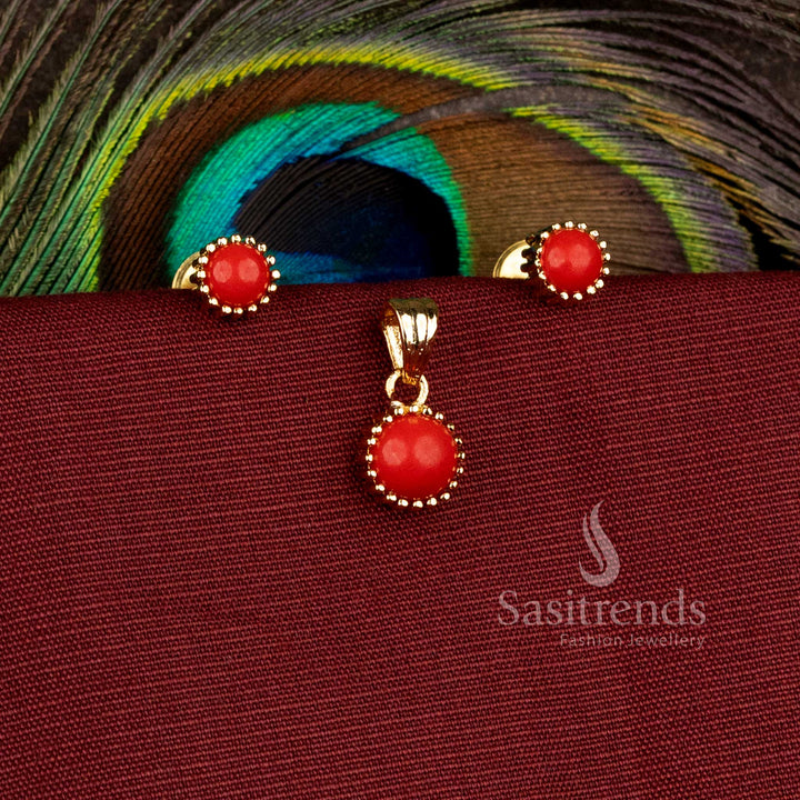 Elegant micro gold plated pendant set with matching earrings designed for office wear, receptions, cultural celebrations, and festive occasions - Sasitrends
