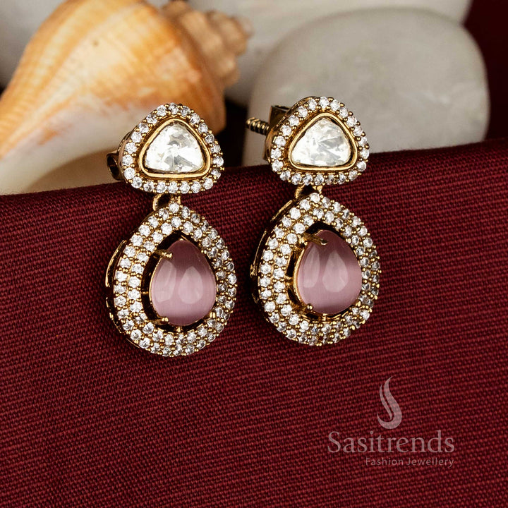 Elegant teardrop AD stone earrings for cocktail soirées and family celebrations – Sasitrends