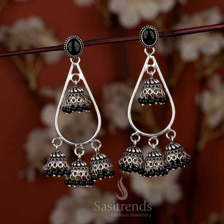 Elegant mini jhumka earrings with teardrop stones for Navaratri & poojas – Sasitrends