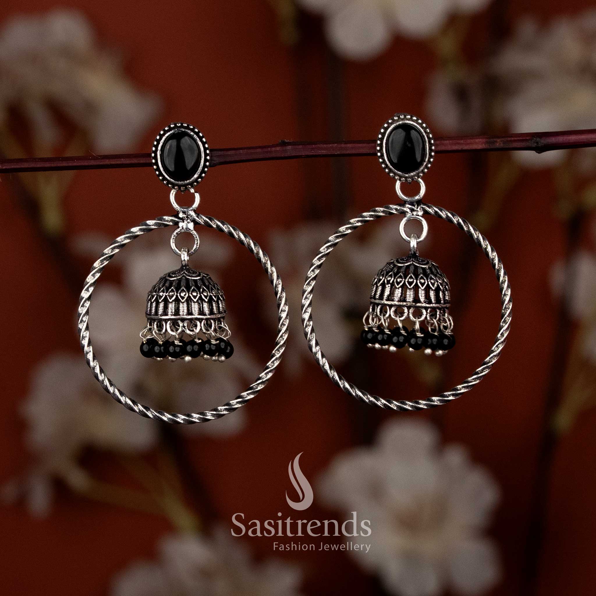 Delicate mini jhumka earrings with twisted hoops for casual ethnic daywear & temple rituals – Sasitrends