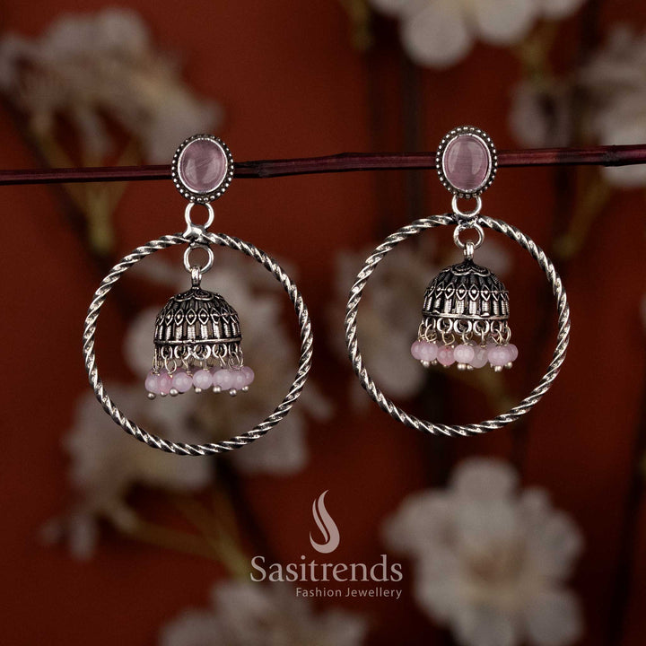 Delicate mini jhumka earrings with twisted hoops for casual ethnic daywear & temple rituals – Sasitrends