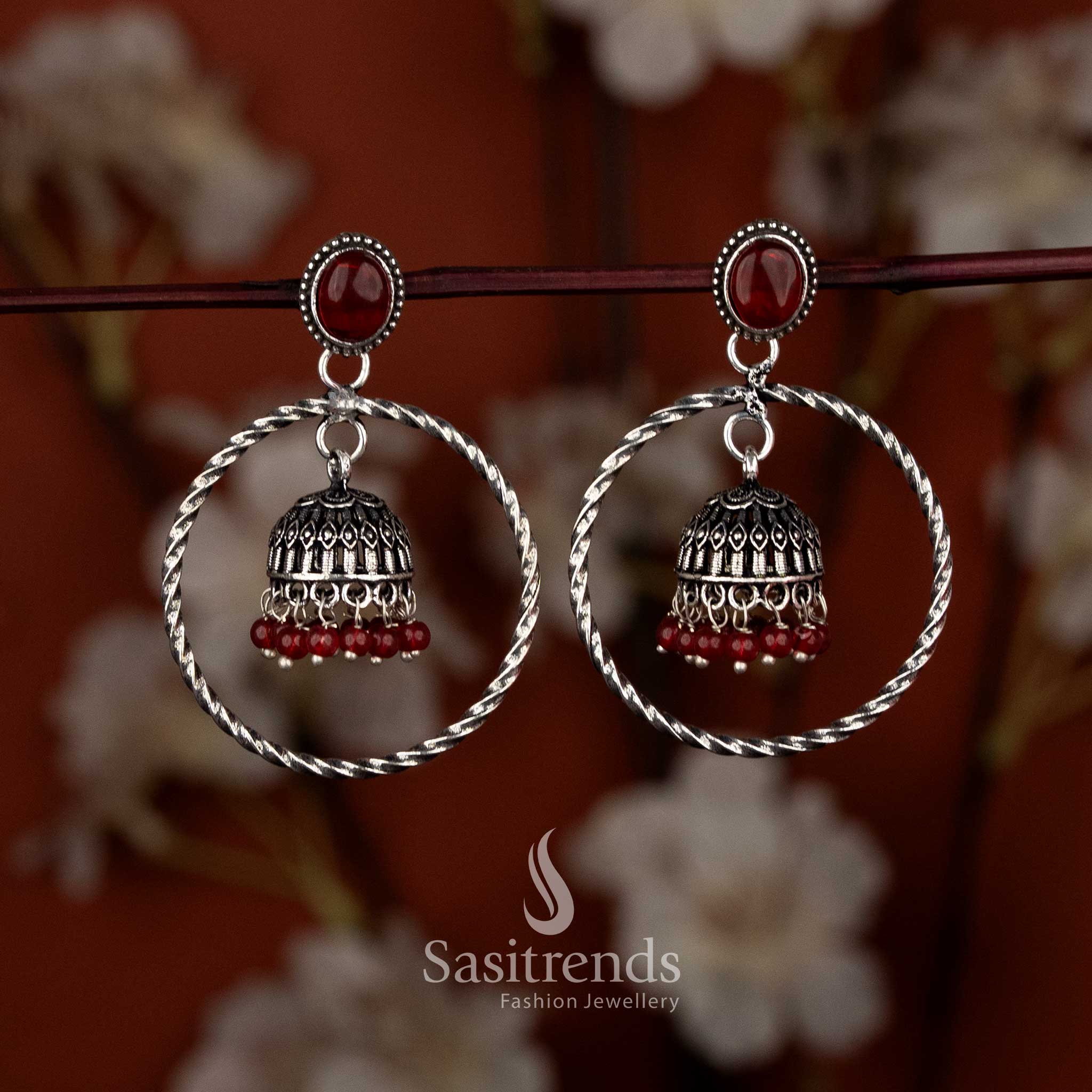 Delicate mini jhumka earrings with twisted hoops for casual ethnic daywear & temple rituals – Sasitrends