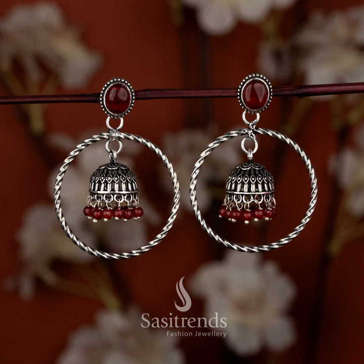 Delicate mini jhumka earrings with twisted hoops for casual ethnic daywear & temple rituals – Sasitrends