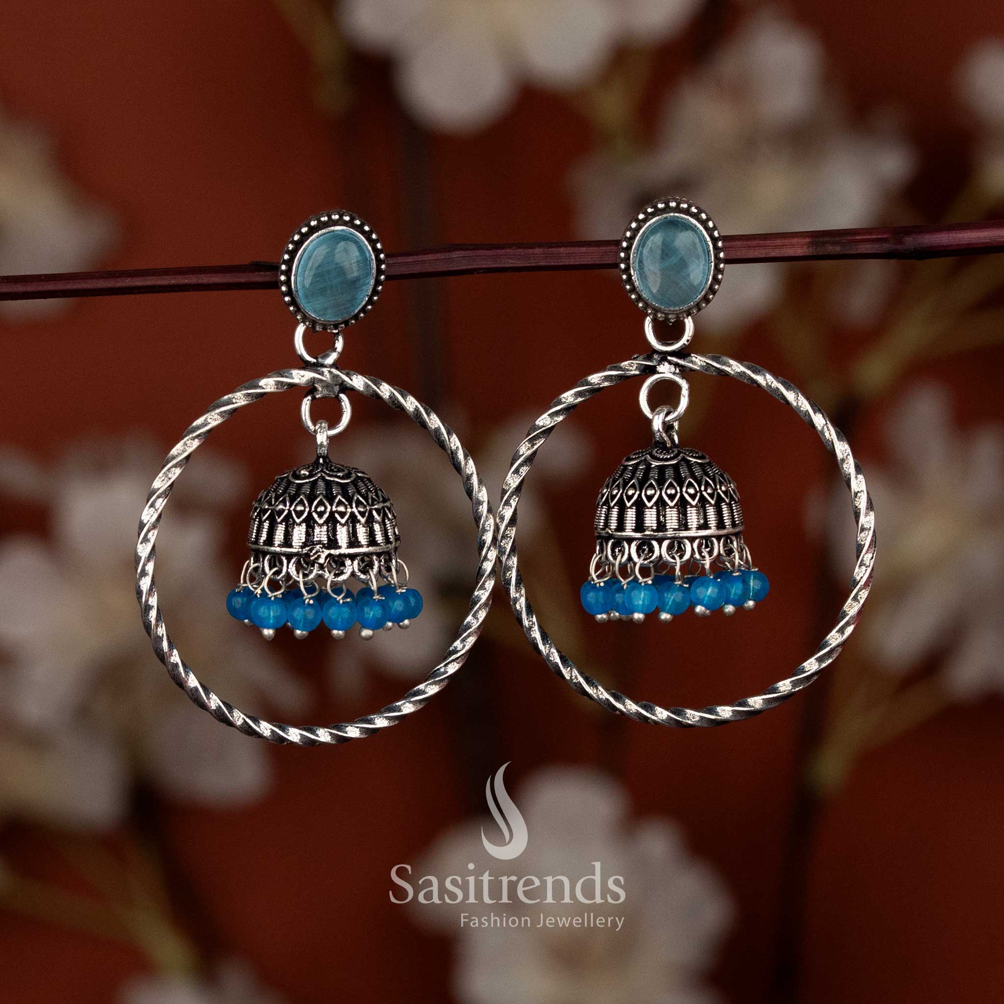 Delicate mini jhumka earrings with twisted hoops for casual ethnic daywear & temple rituals – Sasitrends
