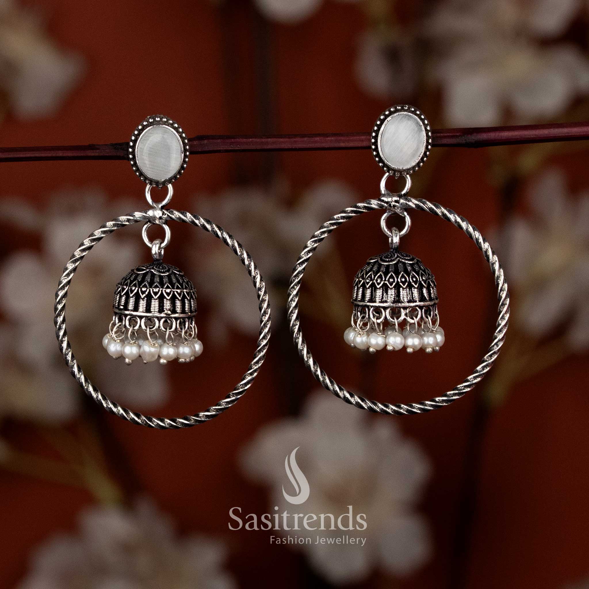 Delicate mini jhumka earrings with twisted hoops for casual ethnic daywear & temple rituals – Sasitrends