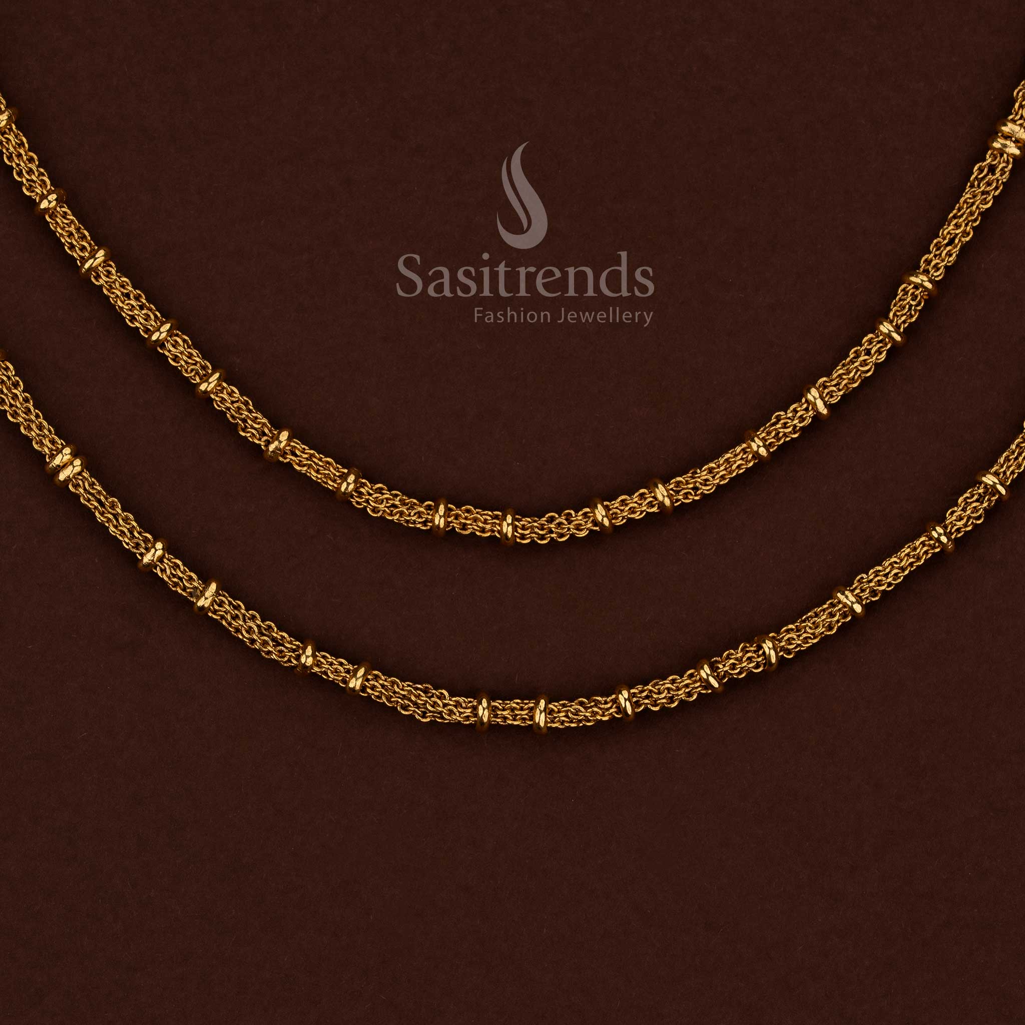 Heritage-inspired matte gold temple anklets with interlaced hoop design – Sasitrends