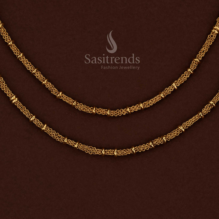 Heritage-inspired matte gold temple anklets with interlaced hoop design – Sasitrends