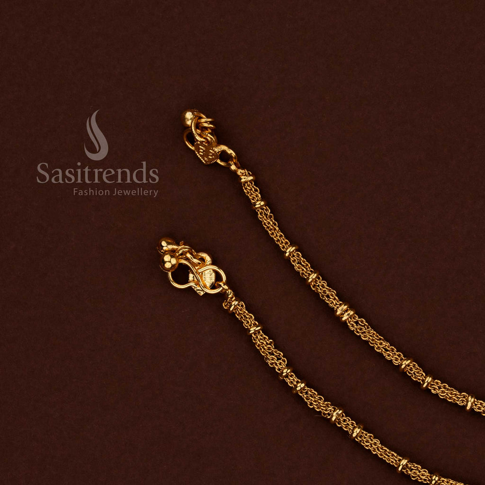 Heritage-inspired matte gold temple anklets with interlaced hoop design – Sasitrends