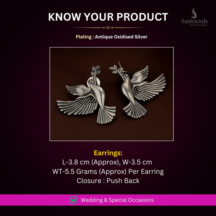 Antique Oxidised Silver earrings Measurement Image - Sasitrends