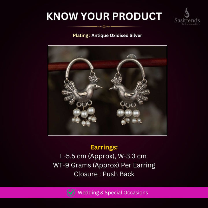 Antique Oxidised Silver earrings Measurement Image - Sasitrends