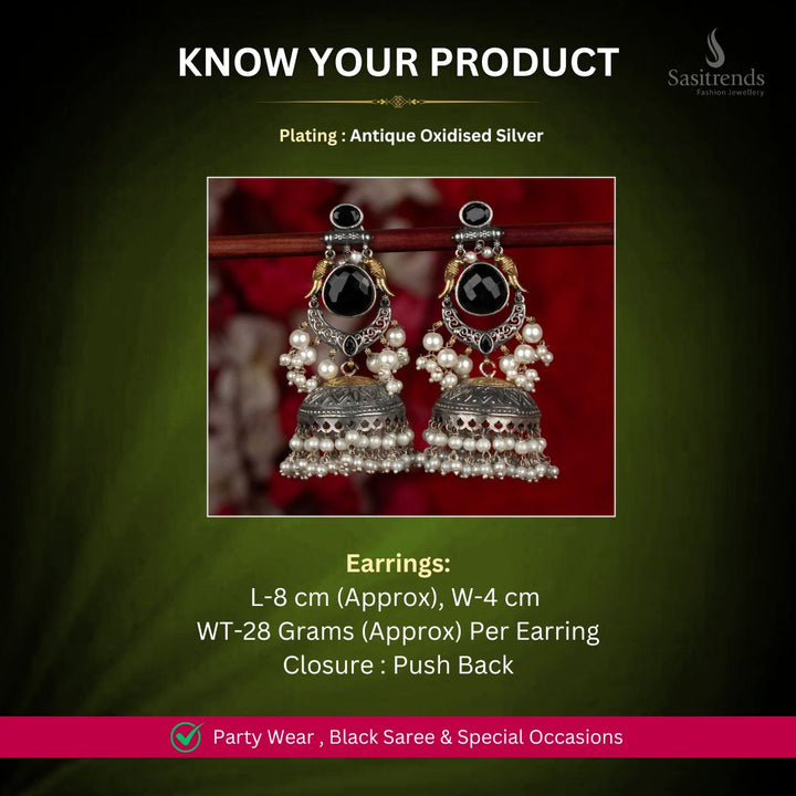 Oxidised Silver Earrings Measurement Image - Sasitrends