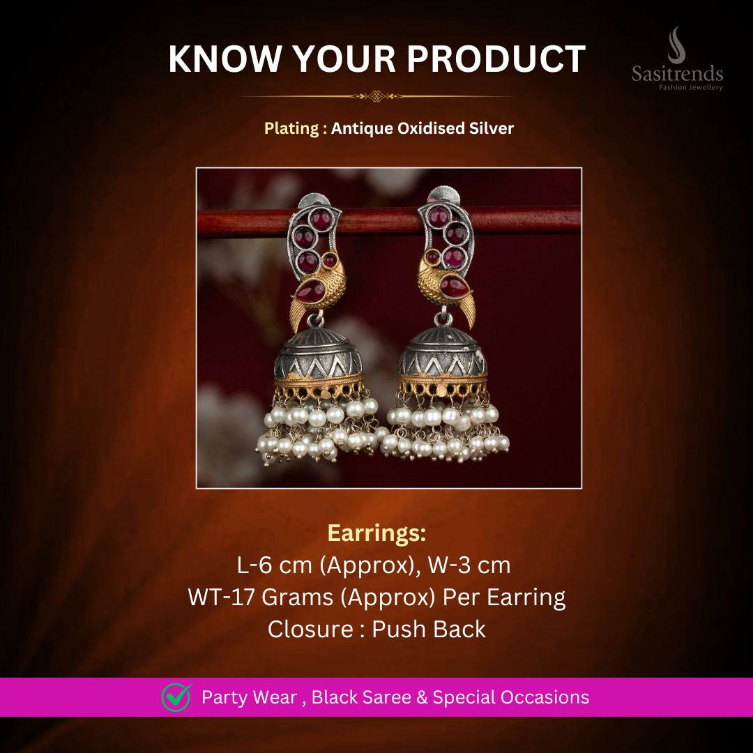 Oxidised Silver Earrings Measurement Image - Sasitrends