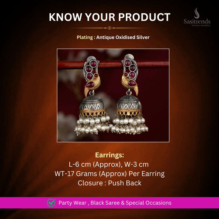 Oxidised Silver Earrings Measurement Image - Sasitrends