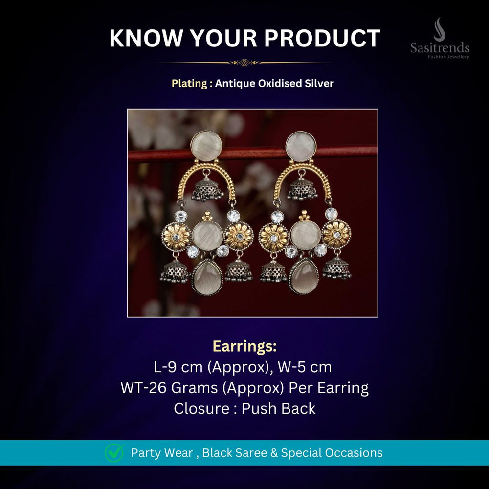 Oxidised Silver Earrings Measurement Image - Sasitrends