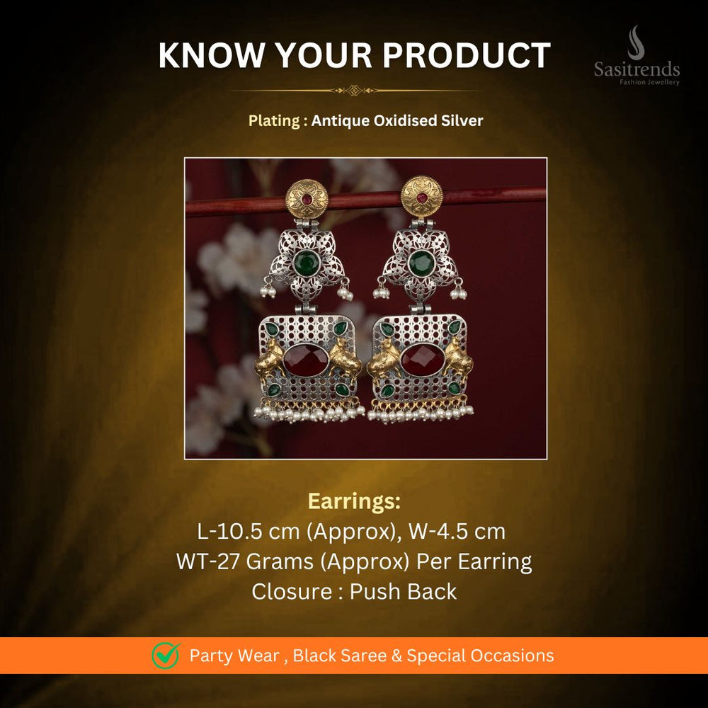 Oxidised Silver Earrings Measurement Image - Sasitrends