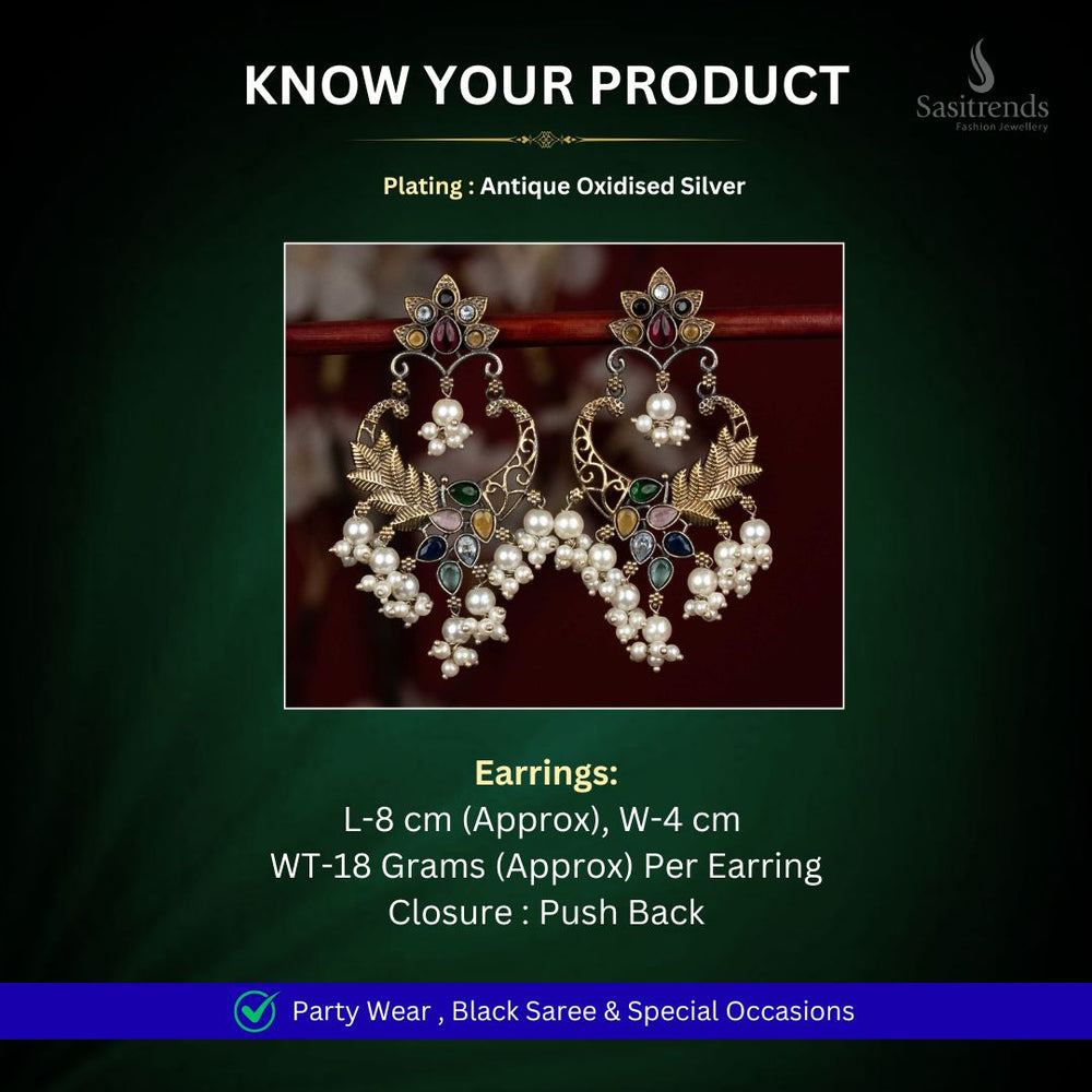 Oxidised Silver Earrings Measurement Image - Sasitrends