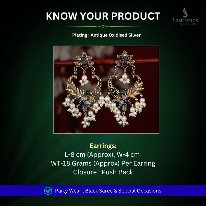 Oxidised Silver Earrings Measurement Image - Sasitrends