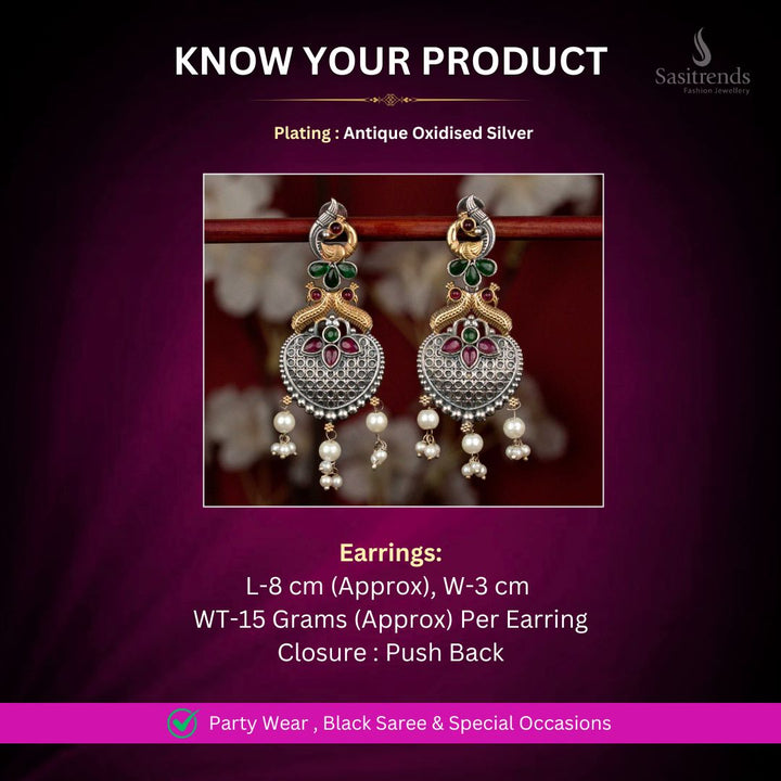 Oxidised Silver Earrings Measurement Image - Sasitrends