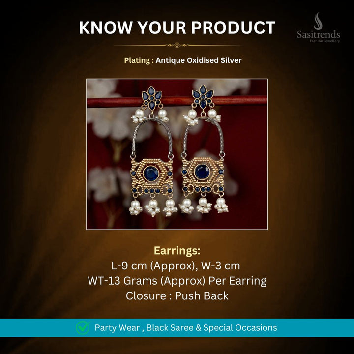 Oxidised Silver Earrings Measurement Image - Sasitrends