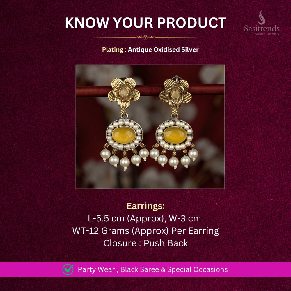 Oxidised Silver Earrings Measurement Image - Sasitrends