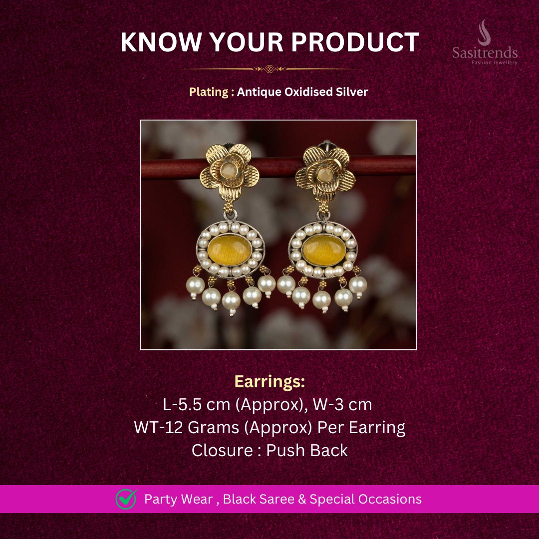 Oxidised Silver Earrings Measurement Image - Sasitrends