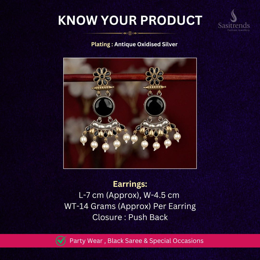 Oxidised Silver Earrings Measurement Image - Sasitrends