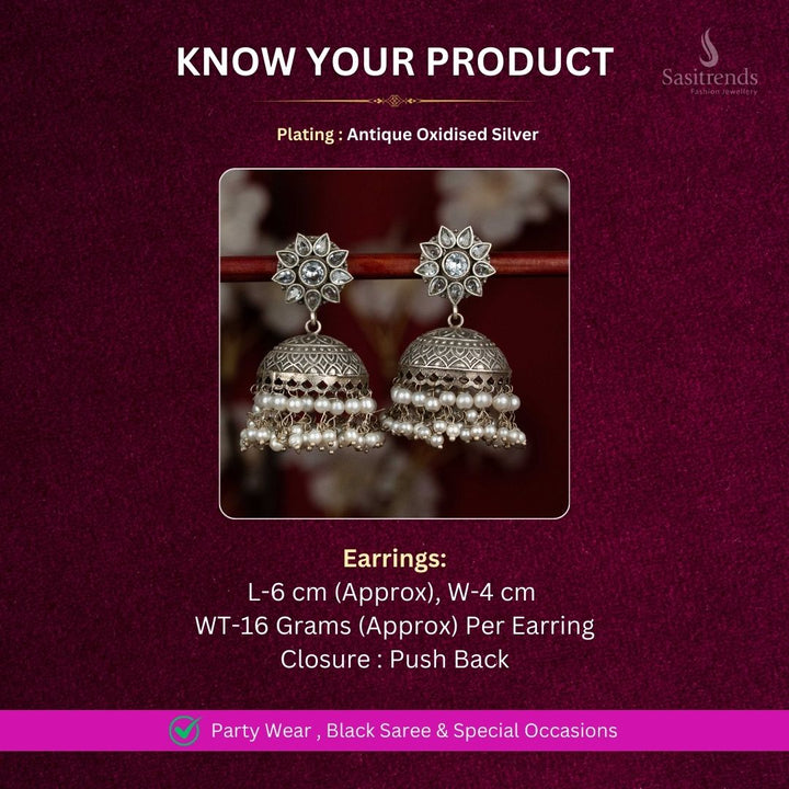 Oxidised Silver Earrings Measurement Image - Sasitrends