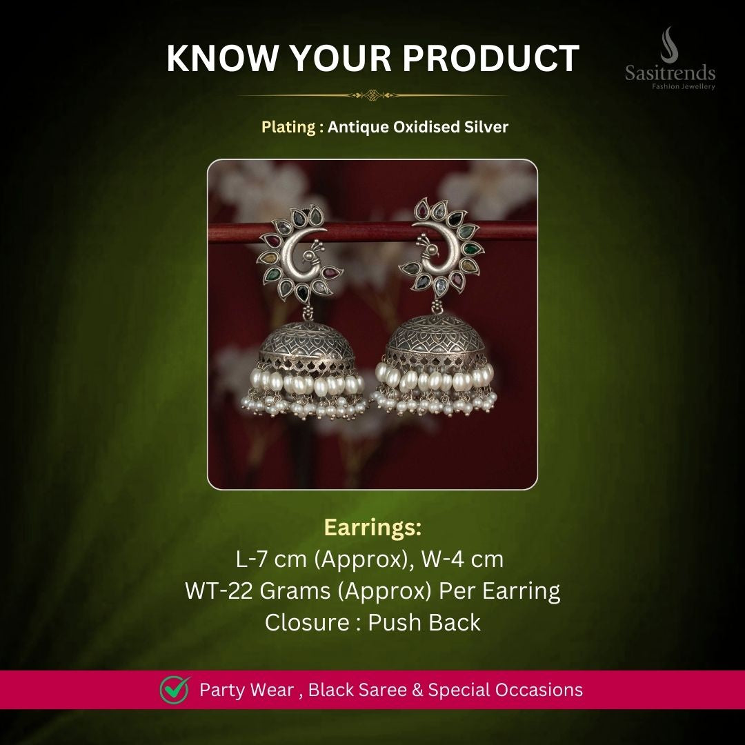 Oxidised Silver Earrings Measurement Image - Sasitrends