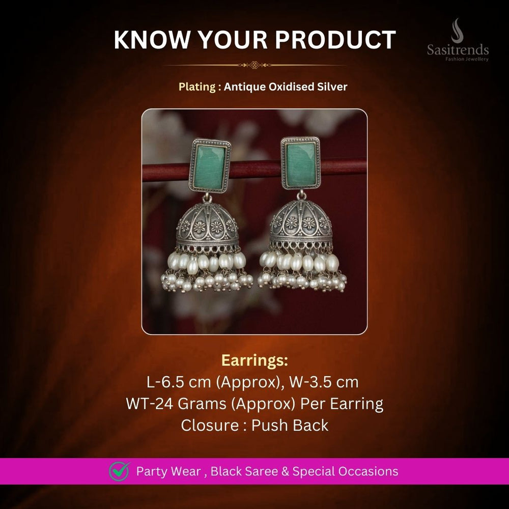 Oxidised Silver Earrings Measurement Image - Sasitrends