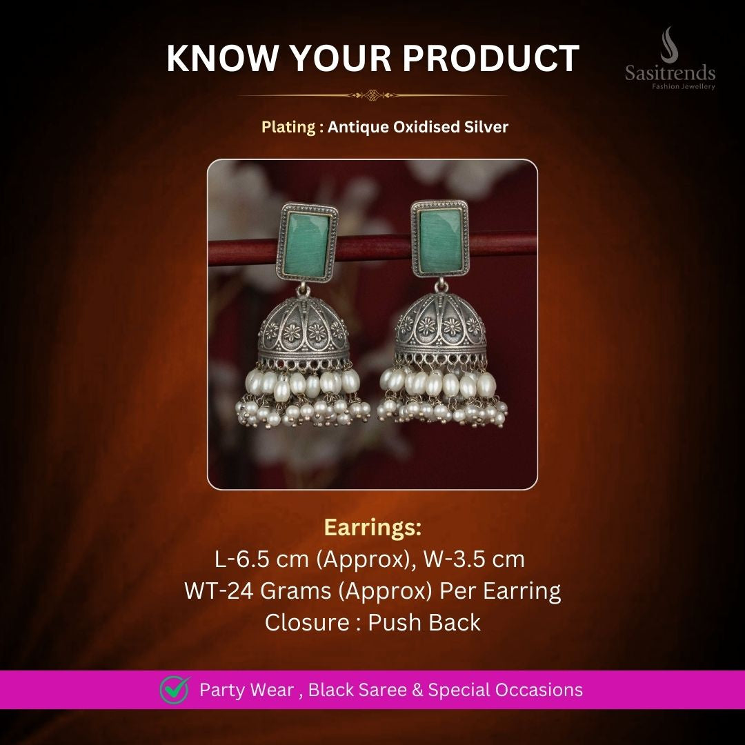 Oxidised Silver Earrings Measurement Image - Sasitrends