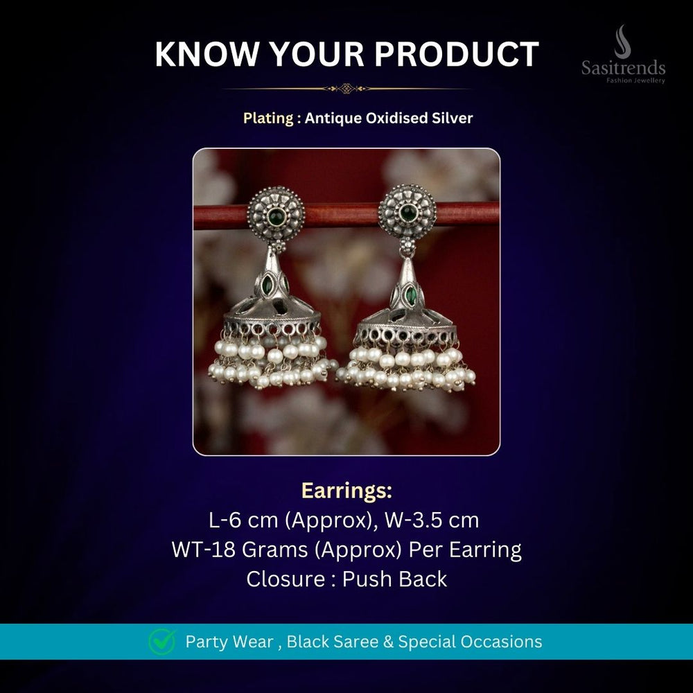 Oxidised Silver Earrings Measurement Image - Sasitrends
