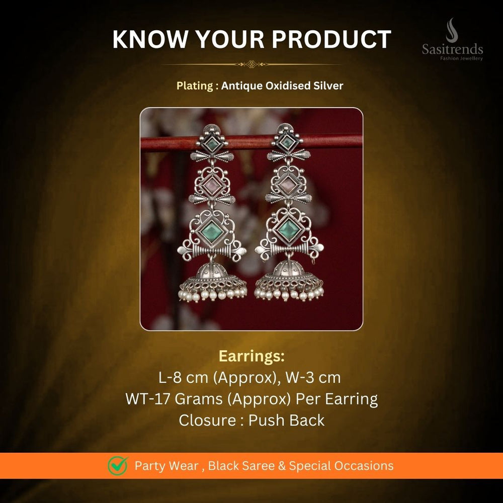 Oxidised Silver Earrings Measurement Image - Sasitrends