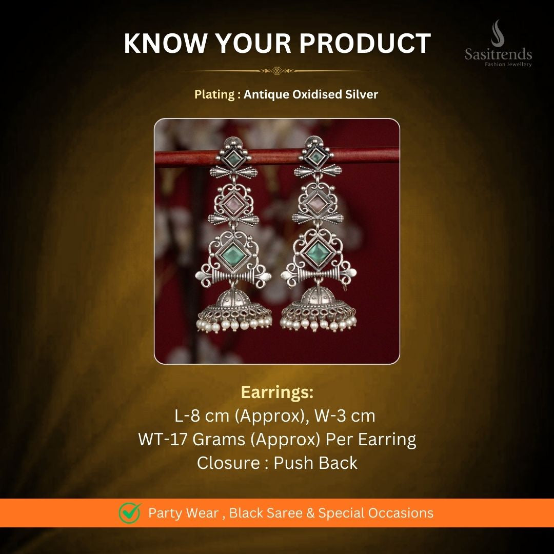 Oxidised Silver Earrings Measurement Image - Sasitrends