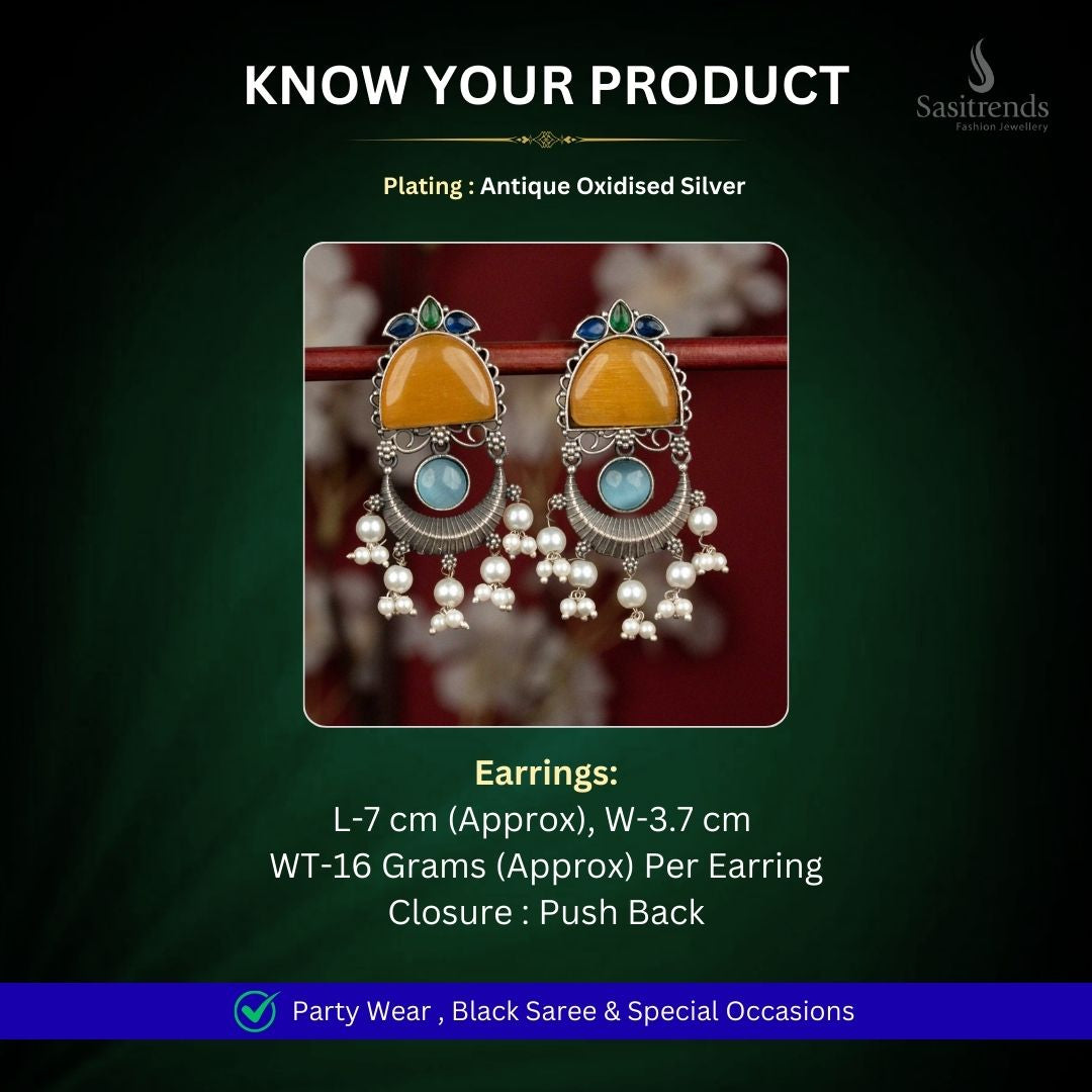 Oxidised Silver Earrings Measurement Image - Sasitrends