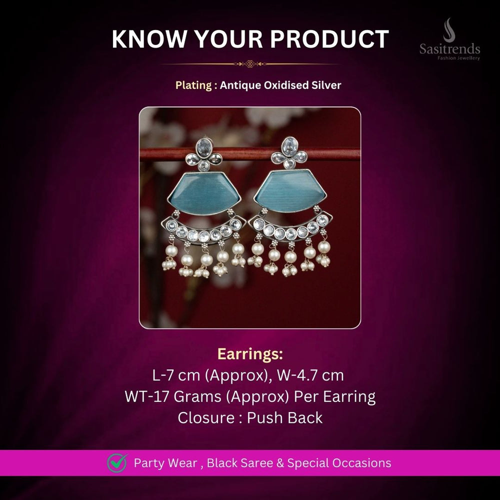 Oxidised Silver Earrings Measurement Image - Sasitrends
