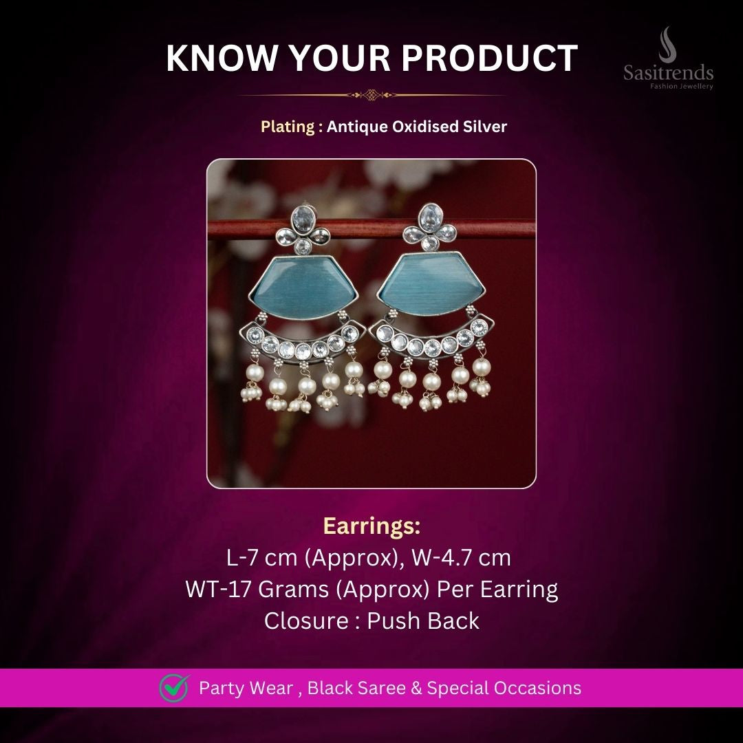 Oxidised Silver Earrings Measurement Image - Sasitrends