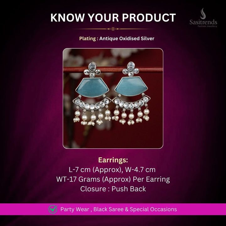 Oxidised Silver Earrings Measurement Image - Sasitrends