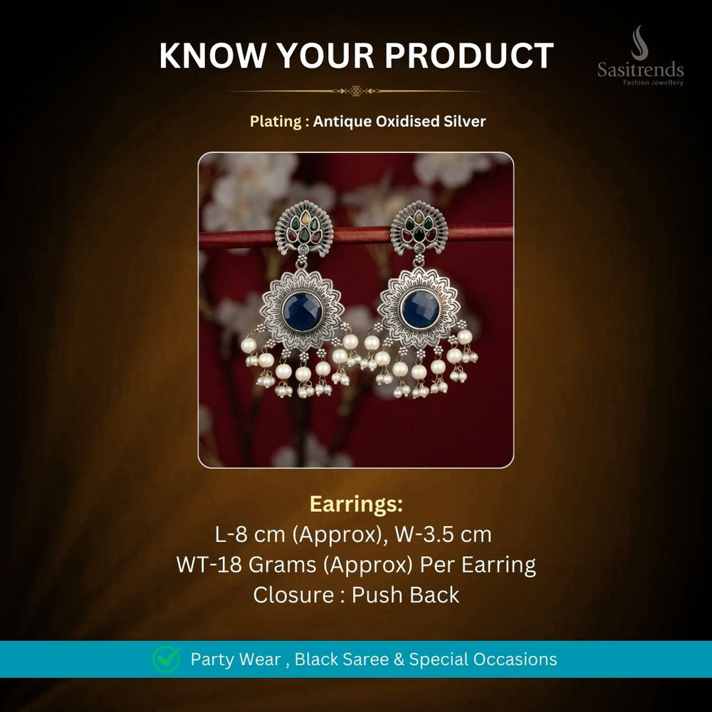 Oxidised Silver Earrings Measurement Image - Sasitrends