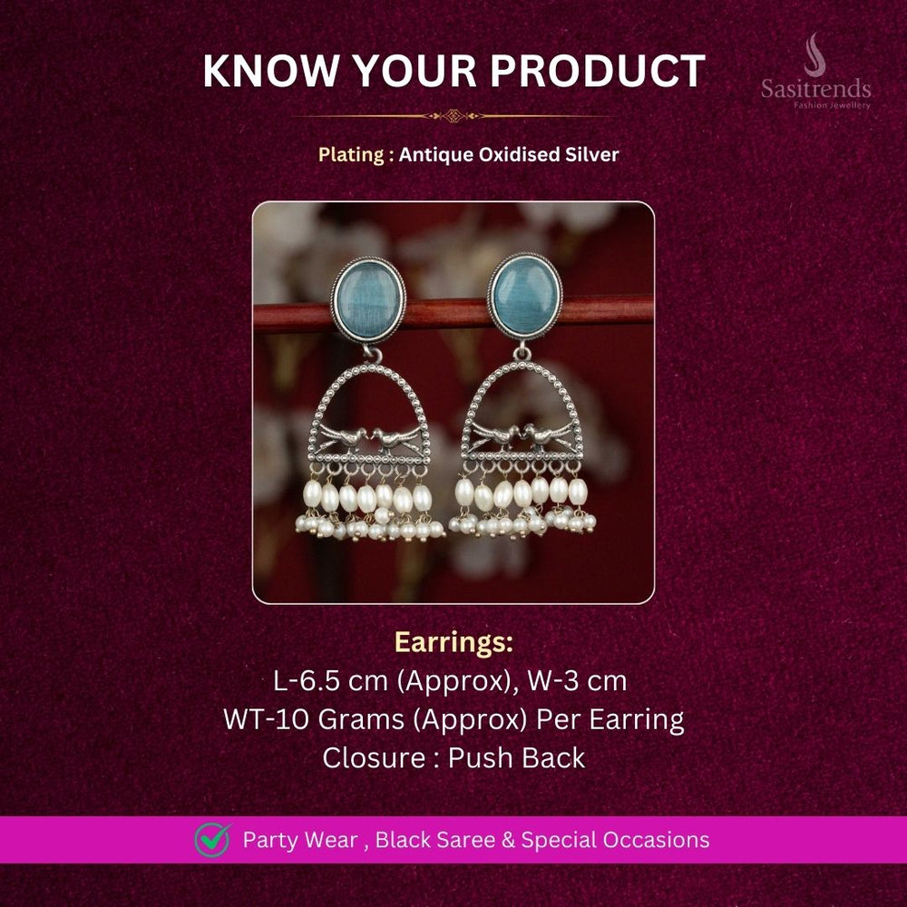Oxidised Silver Earrings Measurement Image - Sasitrends
