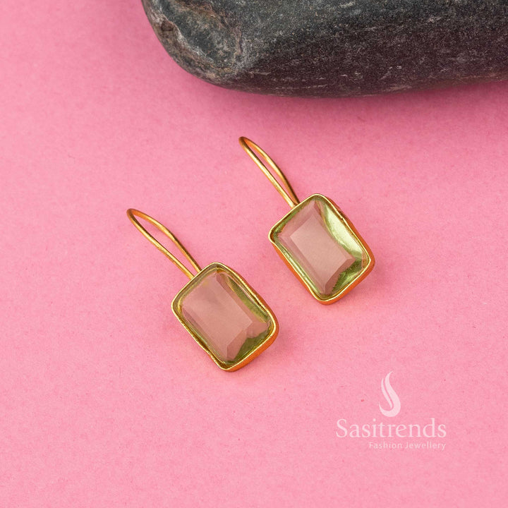 Trendy Lemon Yellow Monalisa Stone Gold Plated Earrings Sasitrends Online
