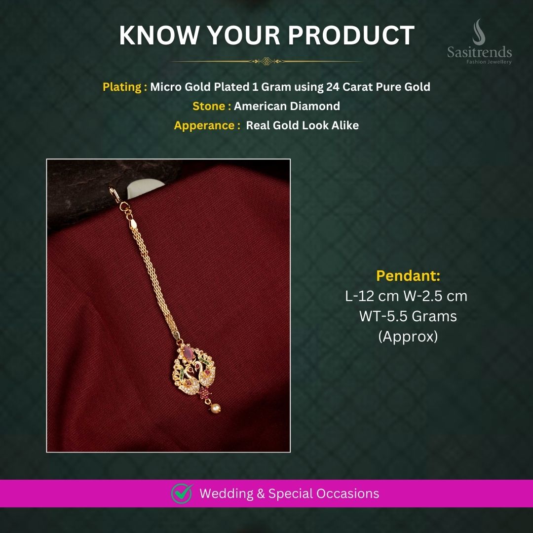 Micro Gold plated Maang Tikka Measurement Image - Sasitrends